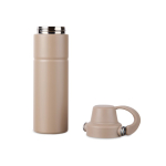 Recycled stainless steel thermal bottle, handle, dual opening, 600ml ivory colour
