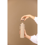 Recycled stainless steel thermal bottle, handle, dual opening, 600ml ivory colour