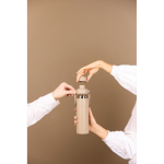 Recycled stainless steel thermal bottle, handle, dual opening, 600ml ivory colour