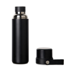 Recycled stainless steel flask, carry handle, 750ml black colour