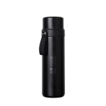 Recycled stainless steel flask, carry handle, 750ml black colour