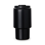 Recycled stainless steel takeaway mug, flip lid, 350ml black colour