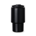Recycled stainless steel takeaway mug, flip lid, 350ml black colour