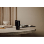 Recycled stainless steel takeaway mug, flip lid, 350ml black colour