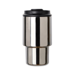 Recycled stainless steel takeaway mug, flip lid, 350ml shiny silver colour