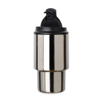 Recycled stainless steel takeaway mug, flip lid, 350ml shiny silver colour