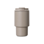 Recycled stainless steel takeaway mug, flip lid, 350ml ivory colour