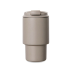Recycled stainless steel takeaway mug, flip lid, 350ml ivory colour