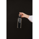 Recycled rPET bottle, minimalist design, steel lid, handle, 550ml black colour
