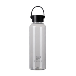 Recycled rPET bottle, minimalist design, steel lid, handle, 550ml transparent colour