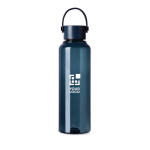 Recycled rPET bottle, minimalist design, steel lid, handle, 550ml navy-blue colour