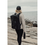 Portable recycled cushion, snap closure, foldable design black colour