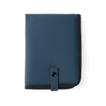 Portable recycled cushion, snap closure, foldable design navy-blue colour