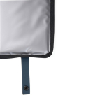 Portable recycled cushion, snap closure, foldable design navy-blue colour