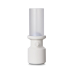 Portable recycled table lamp, rechargeable battery, dimmer white colour