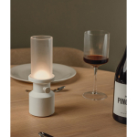 Portable recycled table lamp, rechargeable battery, dimmer white colour