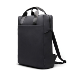 Recycled backpack, front pocket, travel strap, 16” black colour