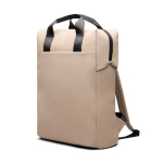 Recycled backpack, front pocket, travel strap, 16” ivory colour