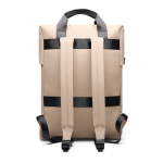 Recycled backpack, front pocket, travel strap, 16” ivory colour