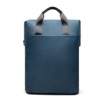 Recycled backpack, front pocket, travel strap, 16” navy-blue colour