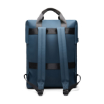 Recycled backpack, front pocket, travel strap, 16” navy-blue colour