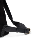 Faux leather backpack, modern design, secure closure, 15” black colour