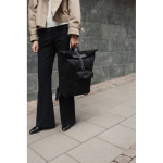 Faux leather backpack, modern design, secure closure, 15” black colour