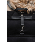 Faux leather backpack, modern design, secure closure, 15” black colour
