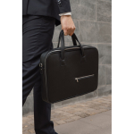 Recycled material briefcase, sturdy handles, shoulder strap, 15” black colour