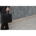 Recycled material briefcase, sturdy handles, shoulder strap, 15” black colour
