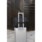 Recycled material briefcase, sturdy handles, shoulder strap, 15” black colour