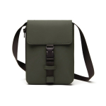 Recycled urban shoulder bag, lightweight design, side access green colour
