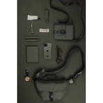 Recycled urban shoulder bag, lightweight design, side access green colour
