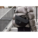 Recycled urban shoulder bag, adjustable strap black colour