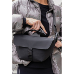 Recycled urban shoulder bag, adjustable strap black colour