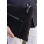 Recycled leather notebook, elegant design, A5, lined pages black colour