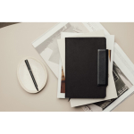 Recycled leather notebook, elegant design, A5, lined pages black colour