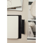 Recycled leather notebook, elegant design, A5, lined pages black colour