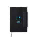 Recycled leather notebook, elegant design, A5, lined pages black colour