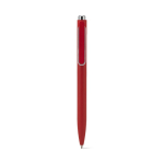 Recycled aluminium pen with innovative clip, blue ink red colour first view