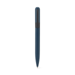 Recycled metal pen with clip, round design, black ink blue colour first view