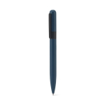 Recycled metal pen with clip, round design, black ink blue colour