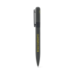 Recycled metal pen with clip, round design, black ink titanium colour image with logo 3