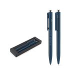 Recycled aluminium pen set, blue ink and inkless pen main view