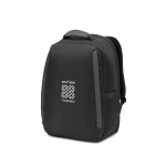 Anti-theft twill backpack, water-repellent, 17” laptop compartment black colour image with logo