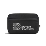 Recycled polyester tech accessories organiser bag black colour image with logo 2