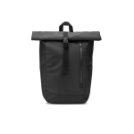 Recycled polyester waterproof roll-top travel backpack, 14” black colour first view
