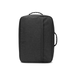 Compact recycled polyester backpack with trolley strap, 15.6” dark grey colour first view