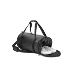 Recycled 600D polyester sports bag with side shoe compartment black colour eighth view