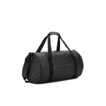 Recycled 600D polyester sports bag with side shoe compartment black colour